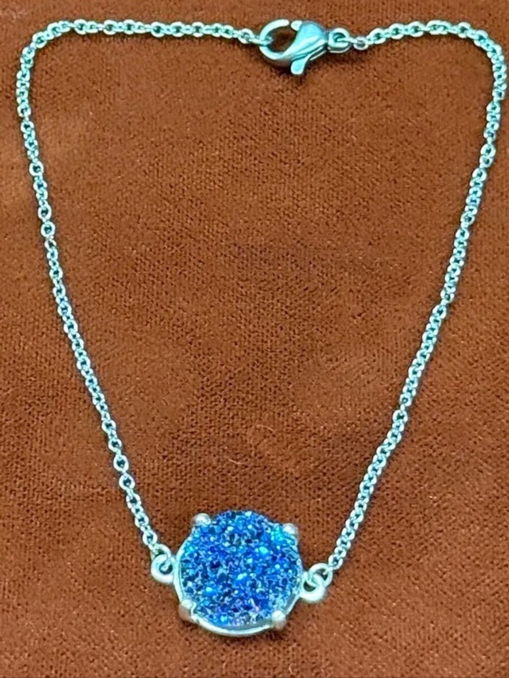 Sterling Silver &  Blue Druzy Quartz Bracelet